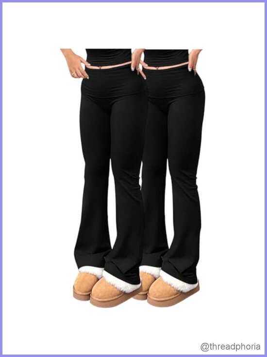 Pants - 3 Piece Yoga Pants Set High Waisted Flare Bootcut Leggings Gym Workout